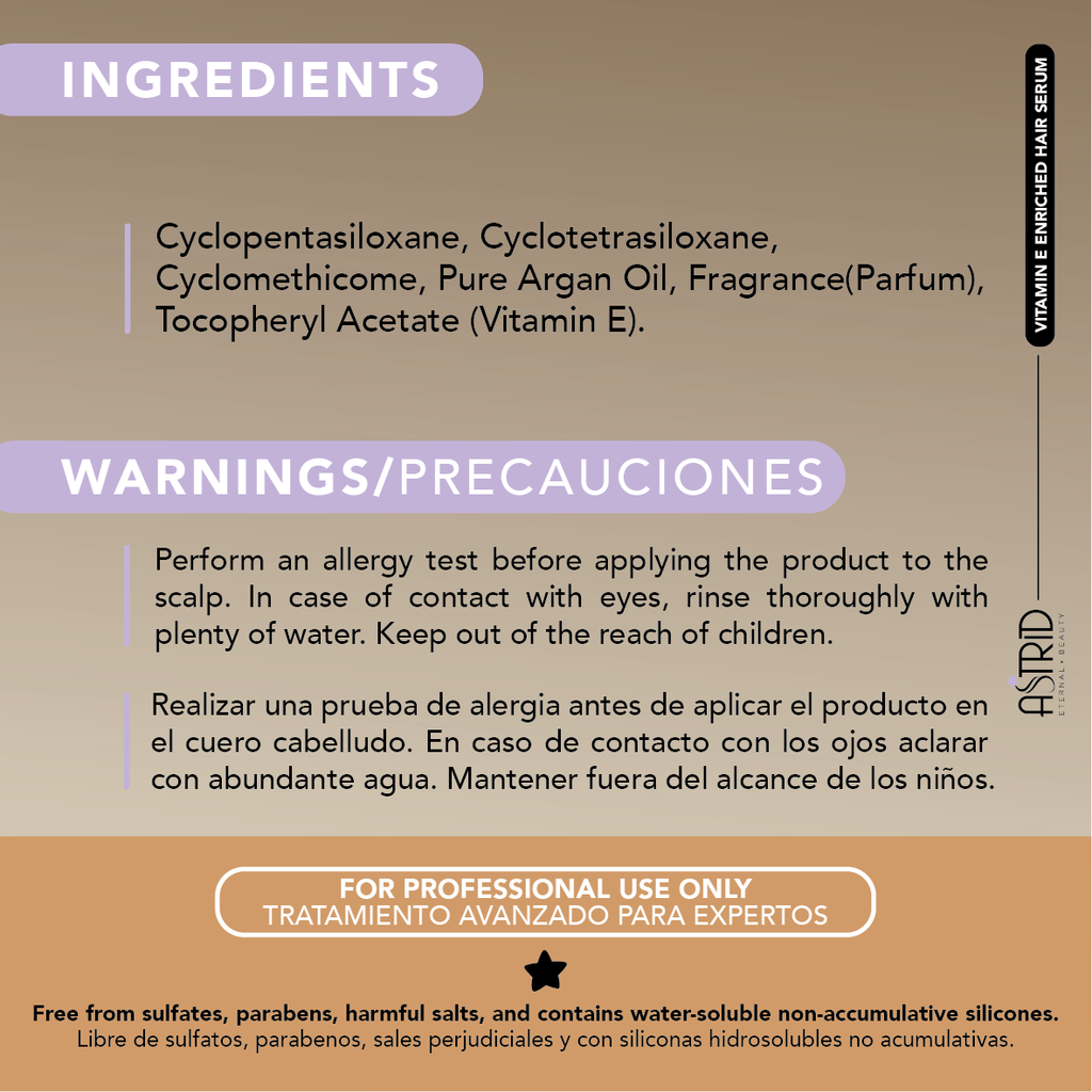 Sérum capilar enriquecido con vitamina E, 40 cápsulas, por Astrid