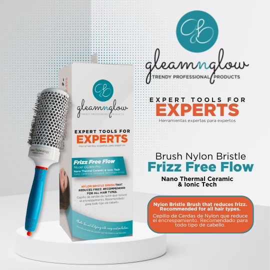 Cepillo para el cabello con cerdas de nailon y flujo antiencrespamiento de Gleamnglow