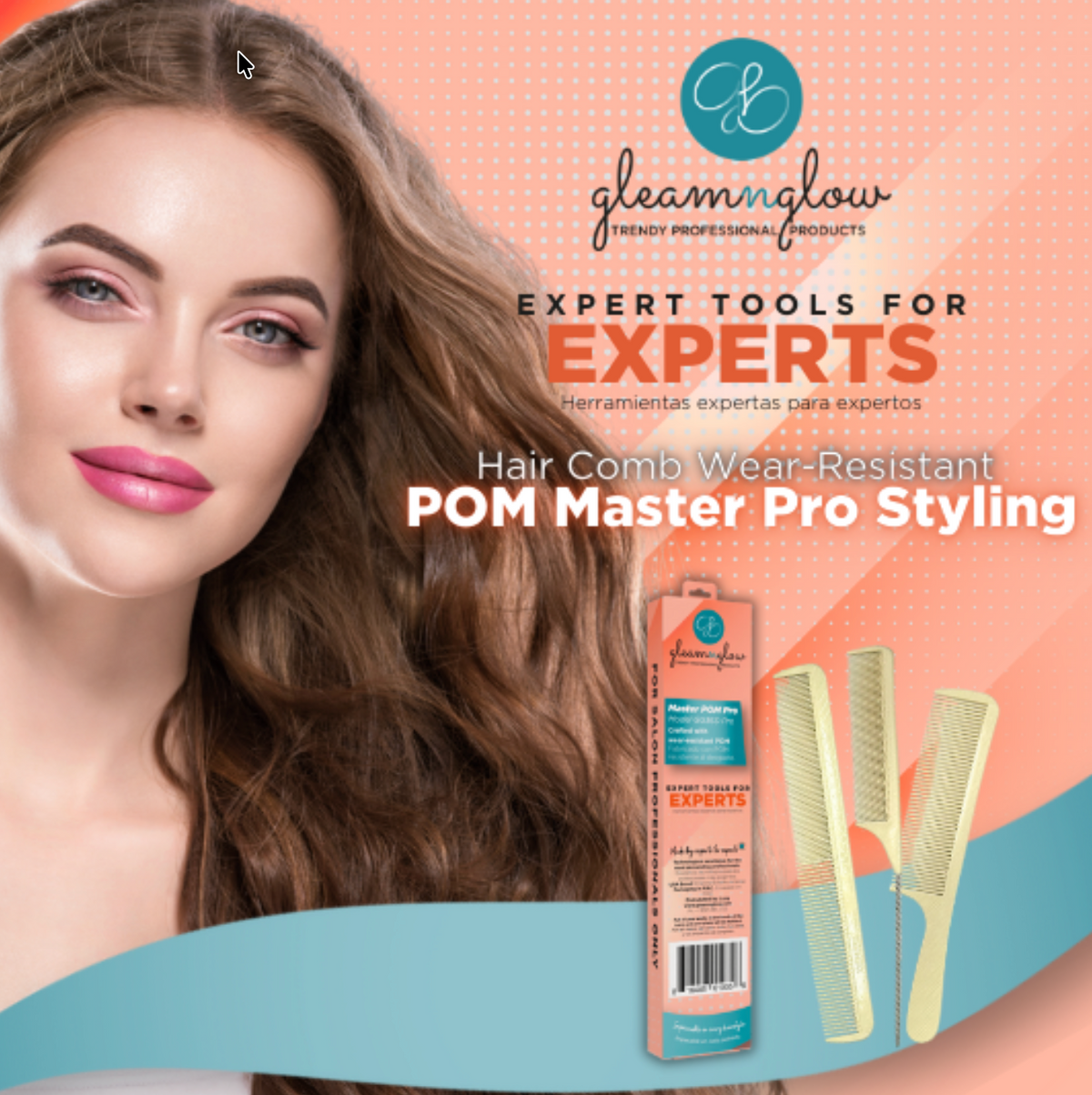 Peine de peluquería profesional Master Pro de Gleamnglow, resistente al desgaste y fabricado en POM
