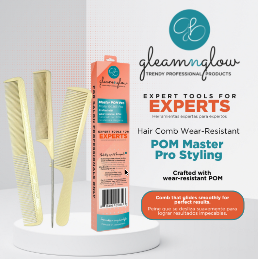 Peine de peluquería profesional Master Pro de Gleamnglow, resistente al desgaste y fabricado en POM