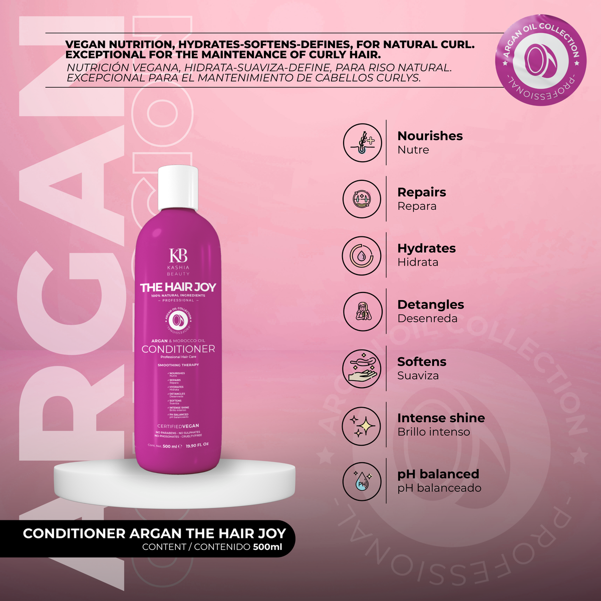 Acondicionador de Argán The Hair Joy 500ml de Kashia Beauty