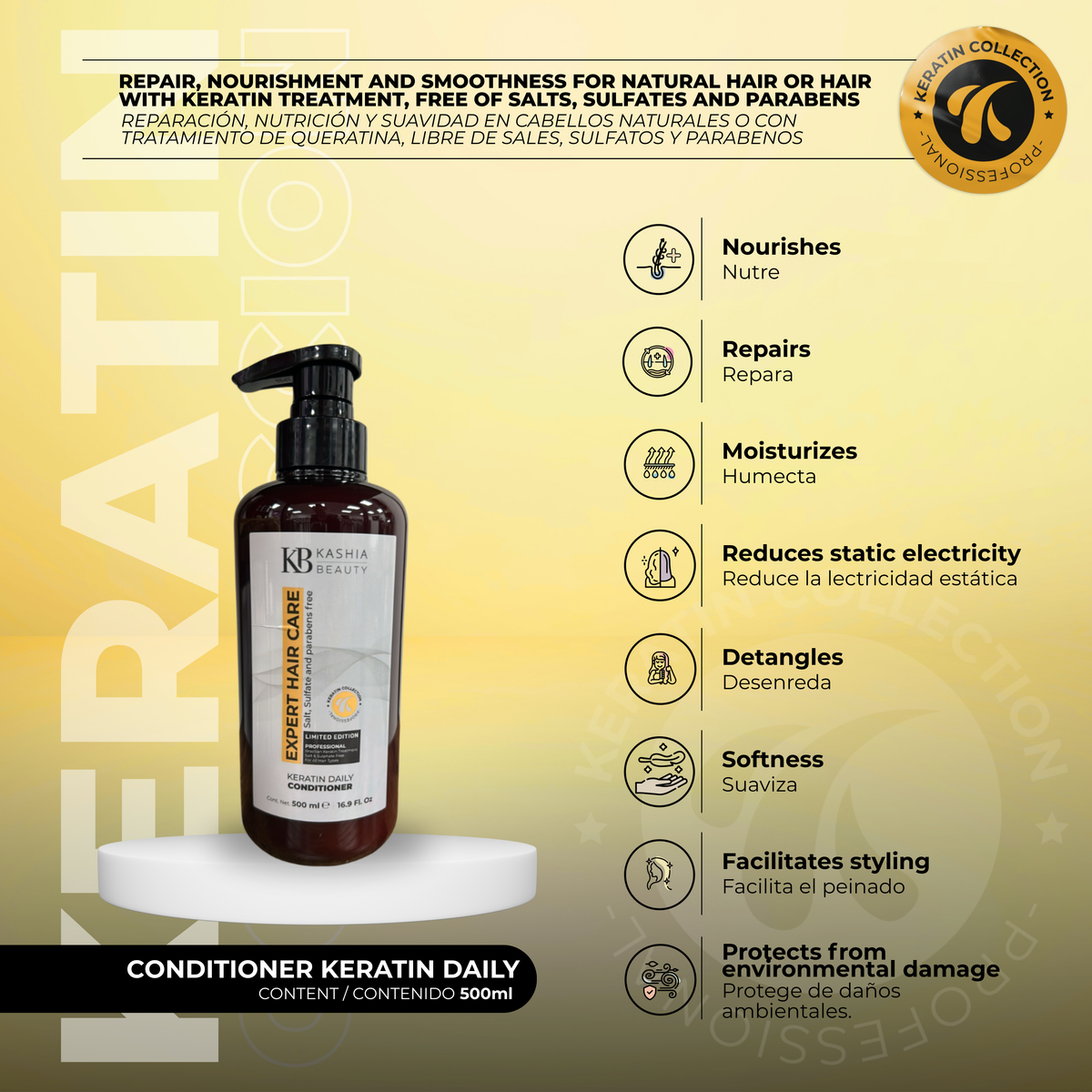 Acondicionador Keratin Daily 500ml de Kashia Beauty