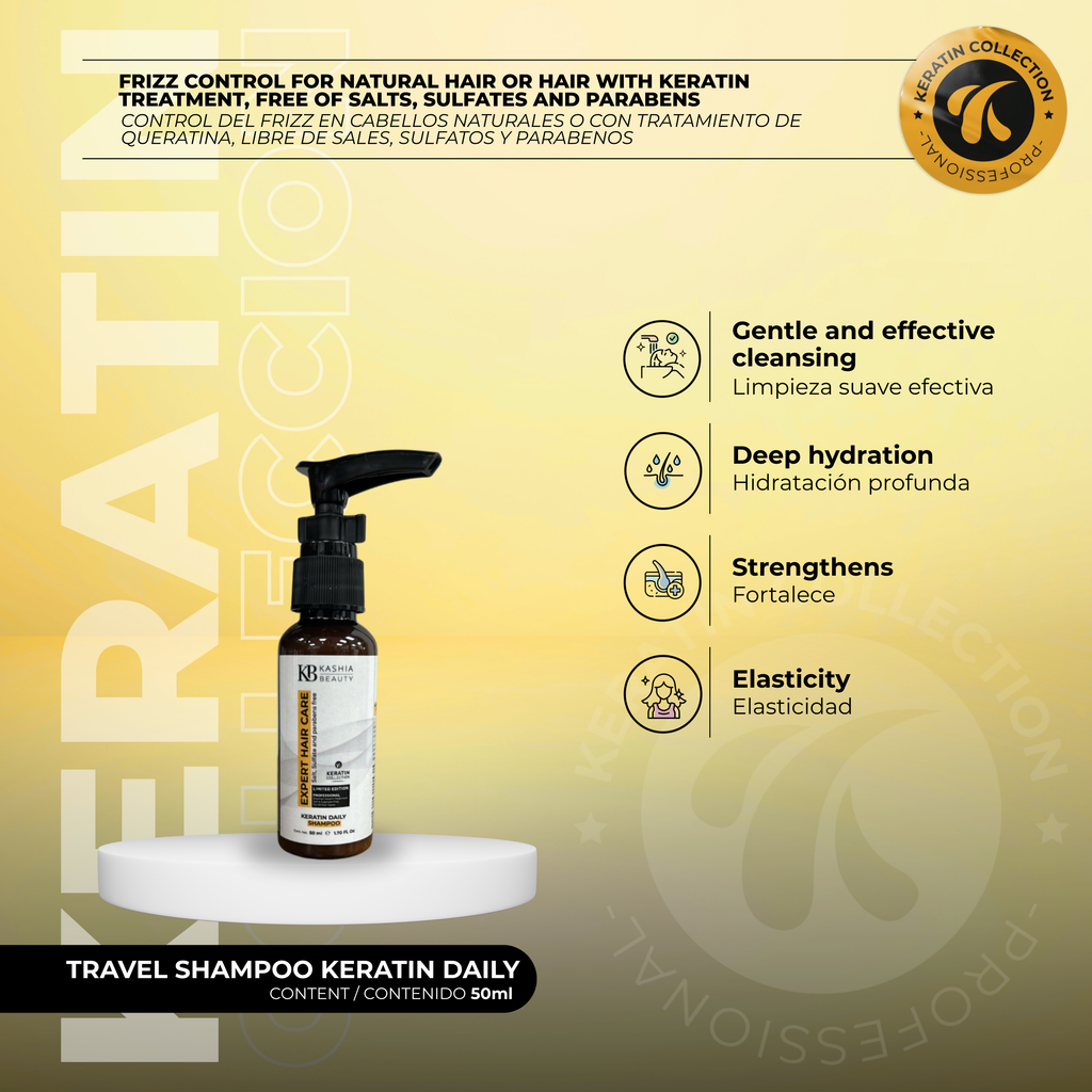 Dúo de champú y acondicionador de queratina para uso diario de 50 ml de Kashia Beauty
