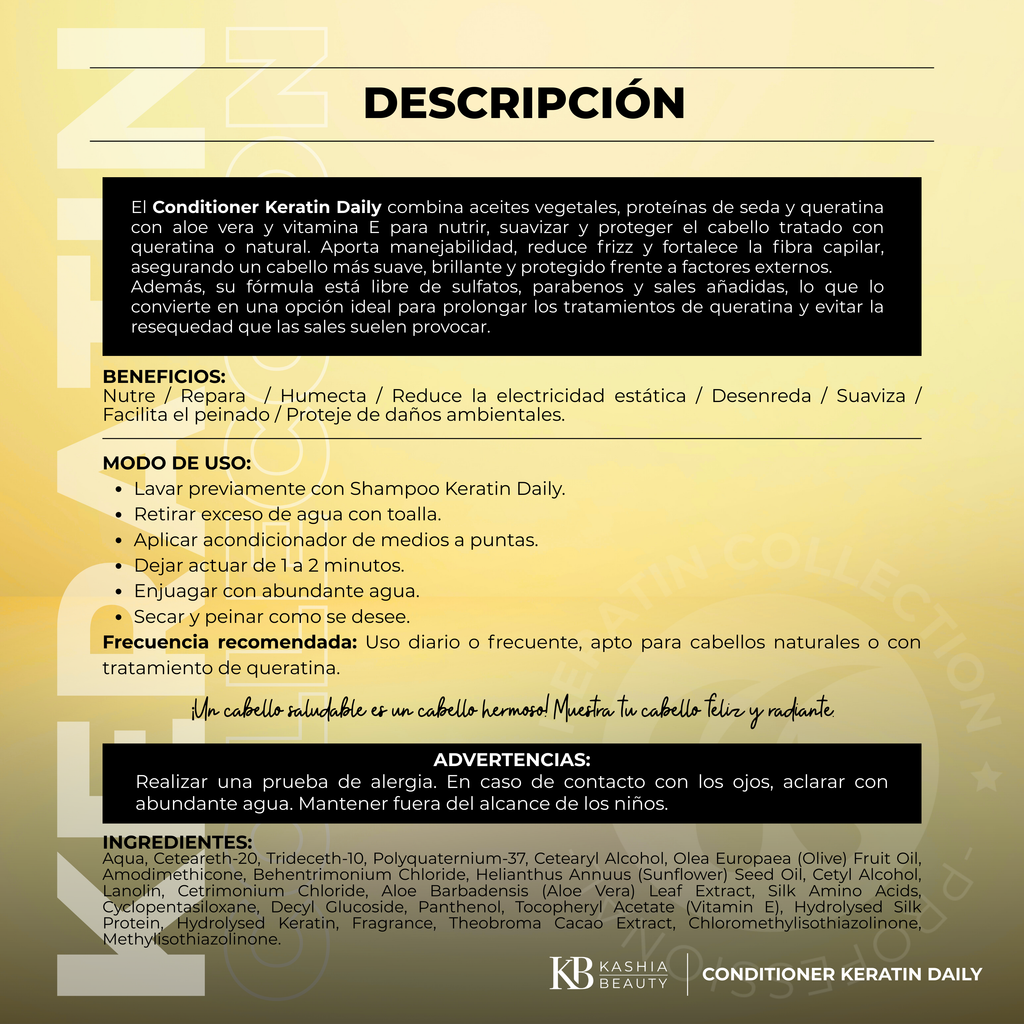 Dúo de champú y acondicionador de queratina para uso diario de 50 ml de Kashia Beauty