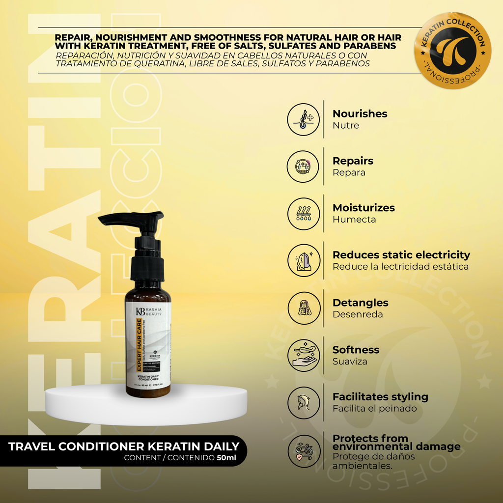 Dúo de champú y acondicionador de queratina para uso diario de 50 ml de Kashia Beauty