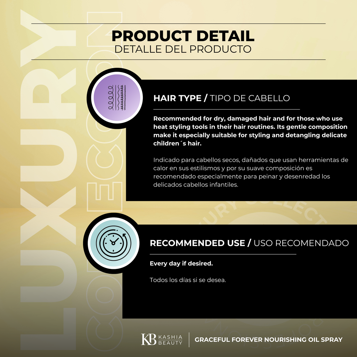 Aceite nutritivo en spray Graceful Forever 285 ml de Kashia Beauty