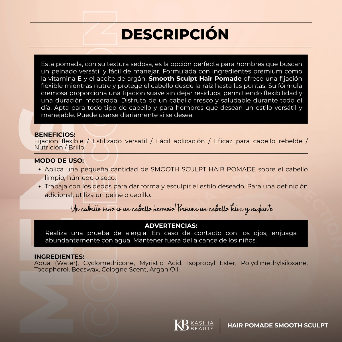 Pomada para el cabello Smooth Sculpt 100g de Kashia Beauty