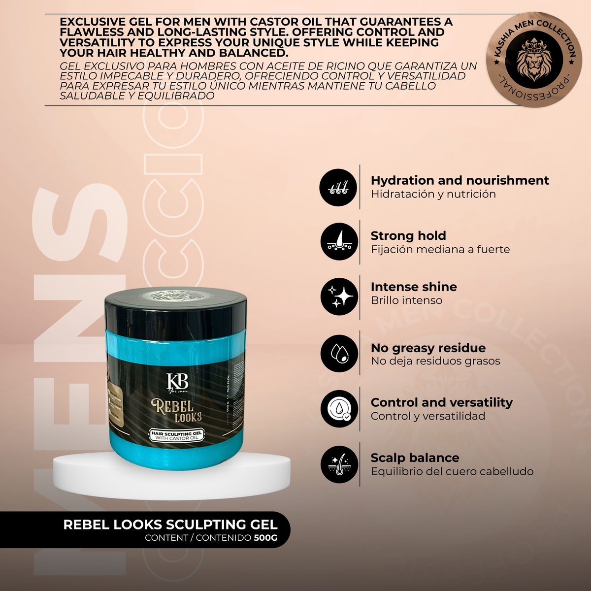 Gel de Esculpido Capilar Rebel Looks 500g de Kashia Beauty