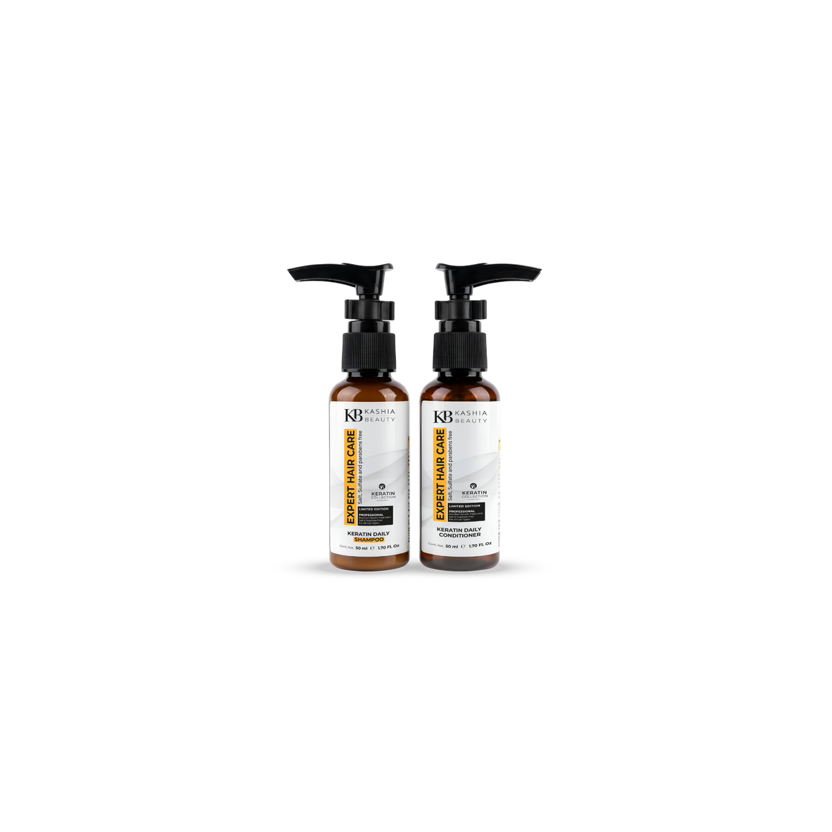 Dúo de champú y acondicionador de queratina para uso diario de 50 ml de Kashia Beauty