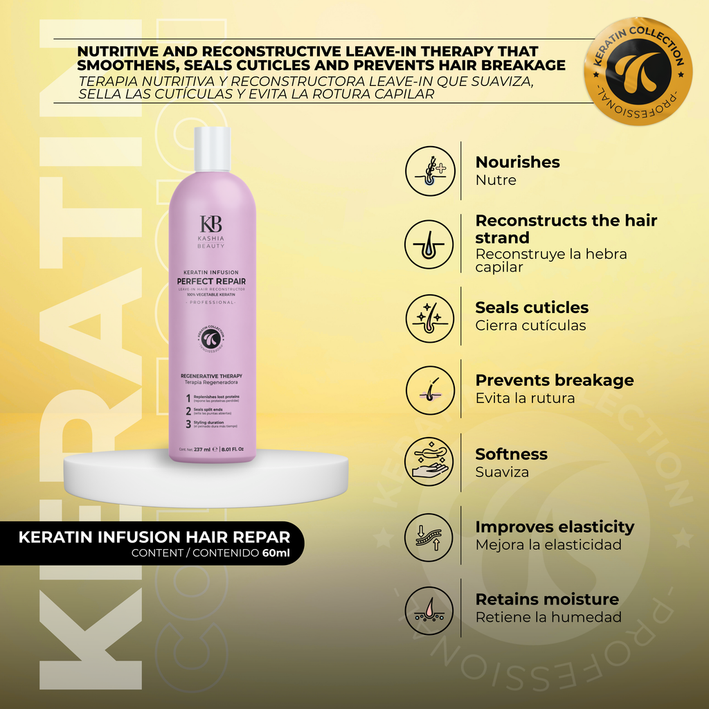 Tratamiento reparador capilar con infusión de queratina 237 ml de Kashia Beauty