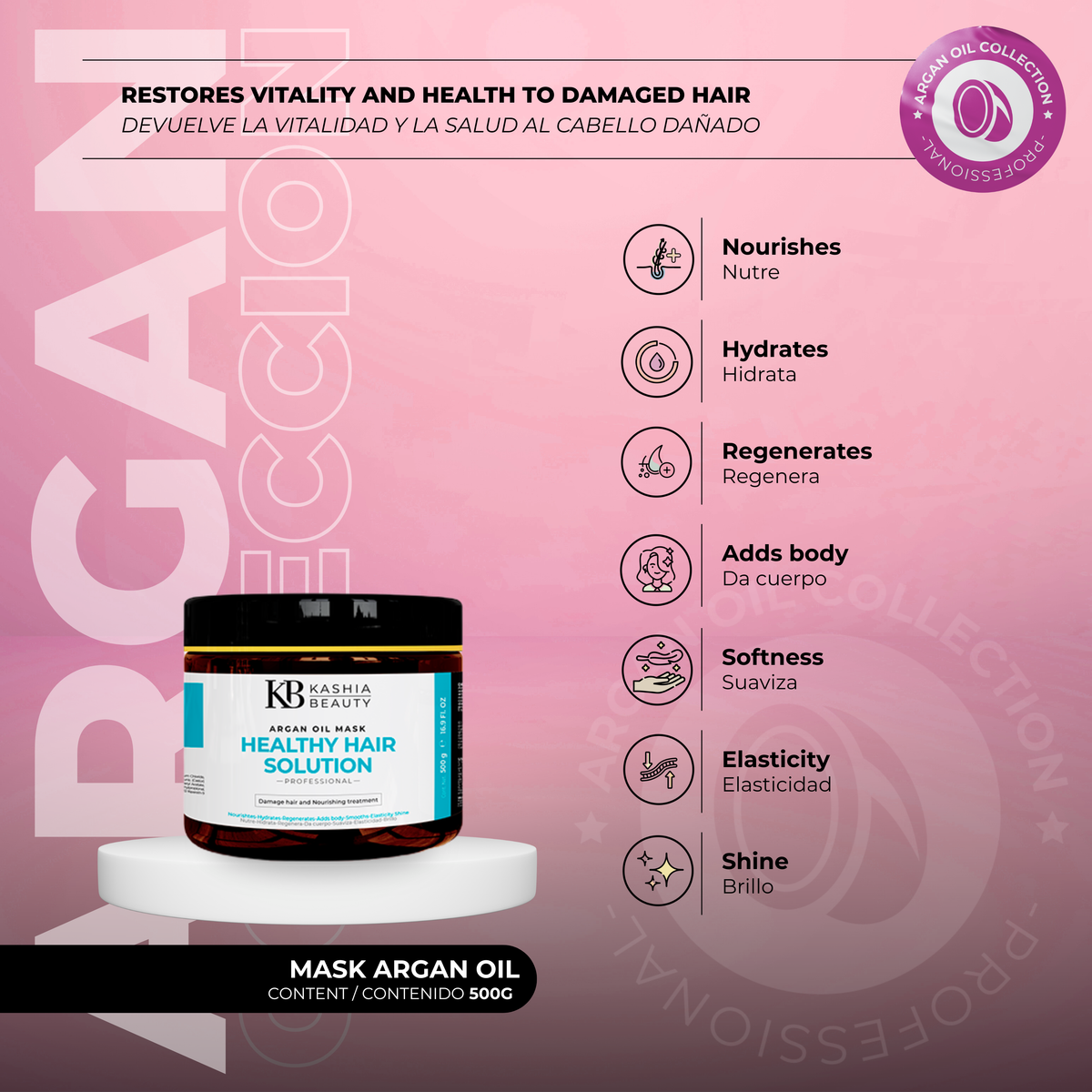 Mascarilla de Aceite de Argán 500g de Kashia Beauty