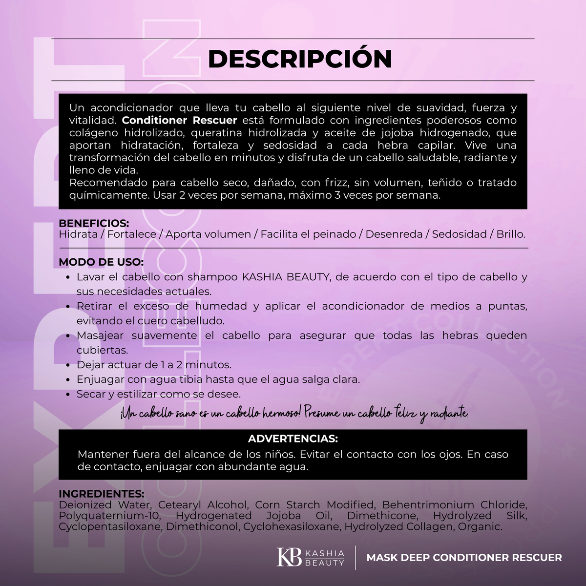 Mascarilla Acondicionadora Profunda Rescuer 250ml de Kashia Beauty