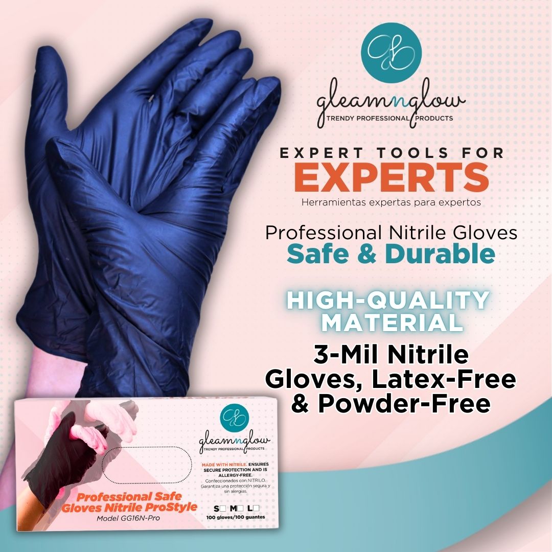 Nitrile Gloves Professional Safe & Durable by Gleamnglow