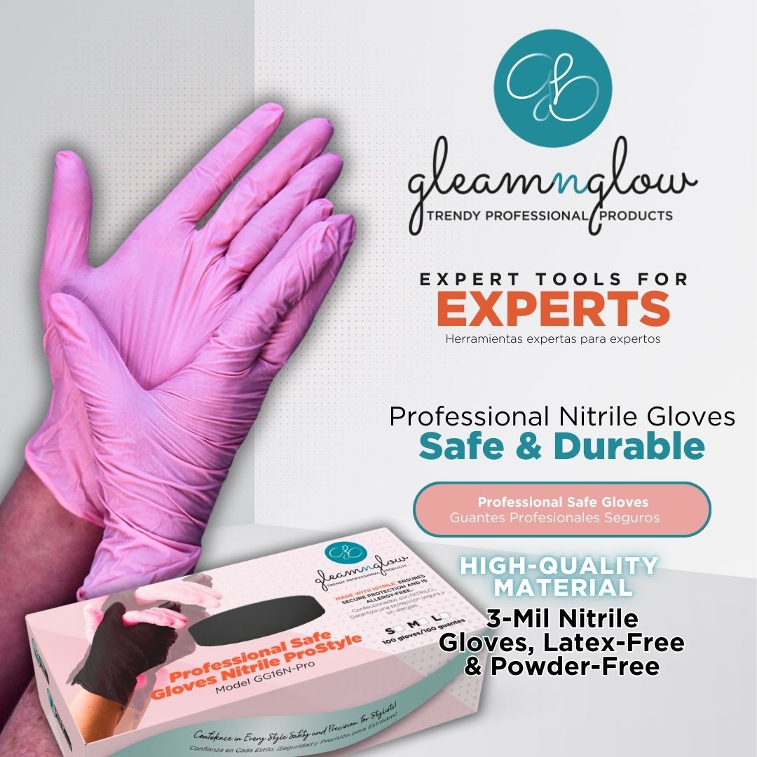 Nitrile Gloves Professional Safe & Durable by Gleamnglow