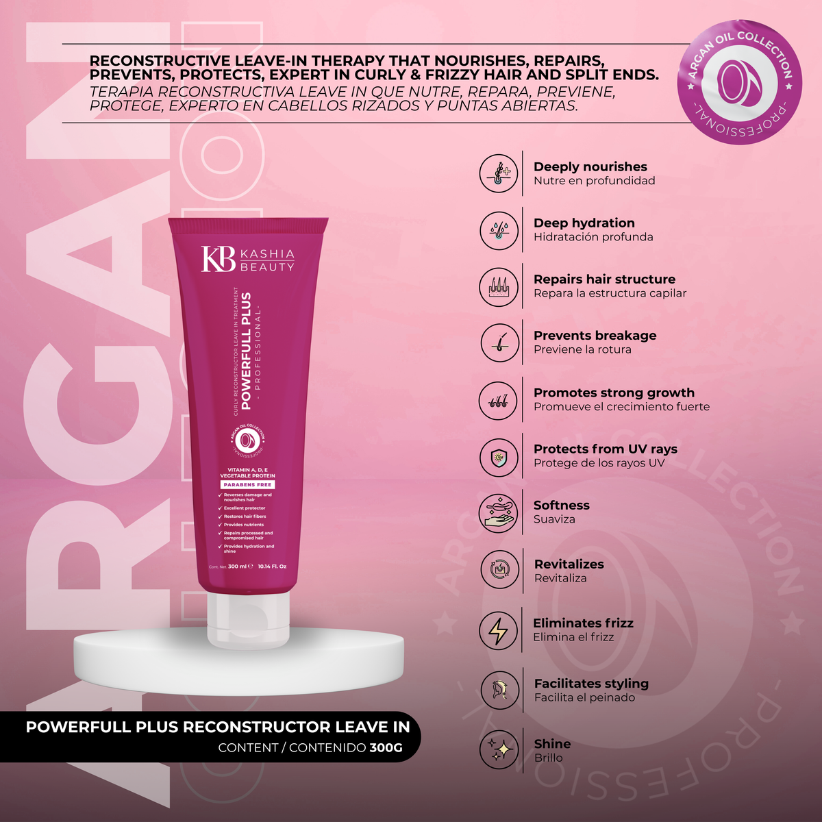Reconstructor Leave-In Powerfull Plus Curly 300ml de Kashia Beauty
