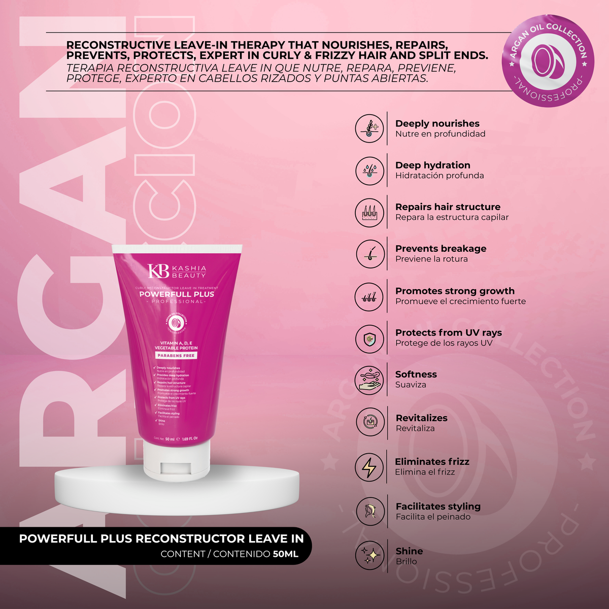 Reconstructor Leave-In Powerfull Plus Travel 50ml de Kashia Beauty