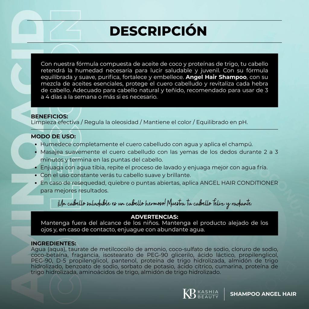 Champú y acondicionador de aminoácidos y coco 500ml de Kashia Beauty