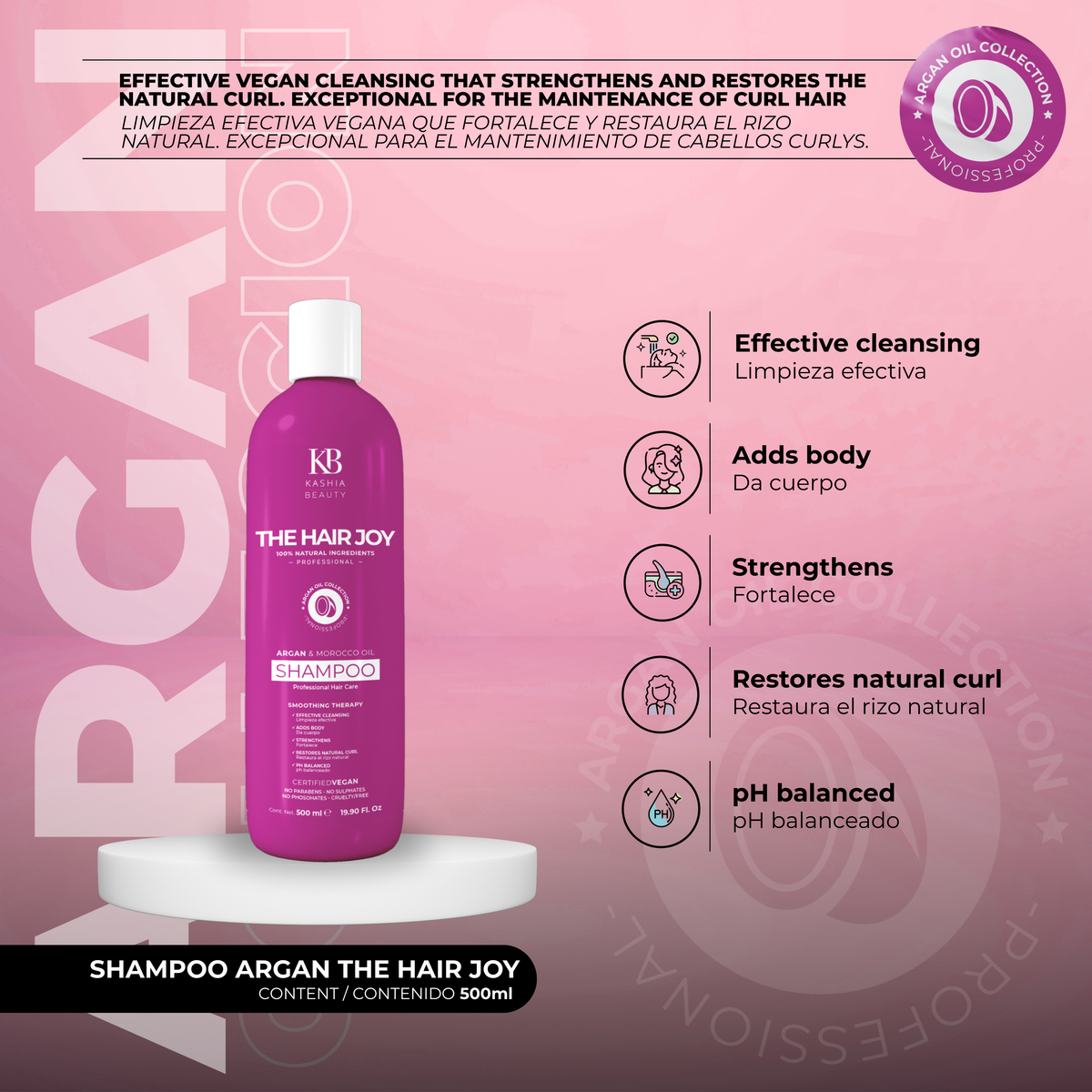 Champú de Argán The Hair Joy 500ml de Kashia Beauty
