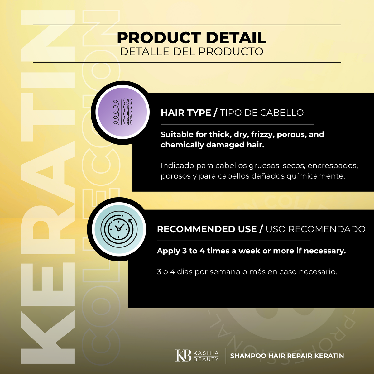 Champú reparador de queratina para el cabello 900ml de Kashia Beauty