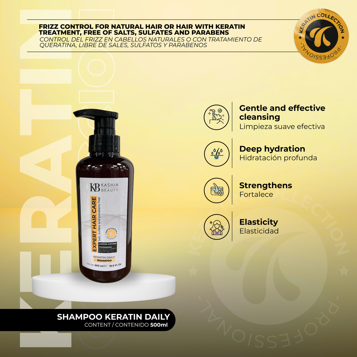 Champú Queratina Diario 500ml de Kashia Beauty