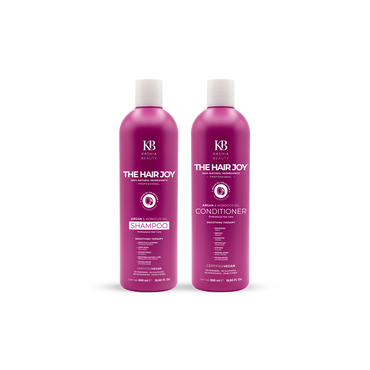 Champú y Acondicionador de Argán The Hair Joy Argan 500ml de Kashia Beauty
