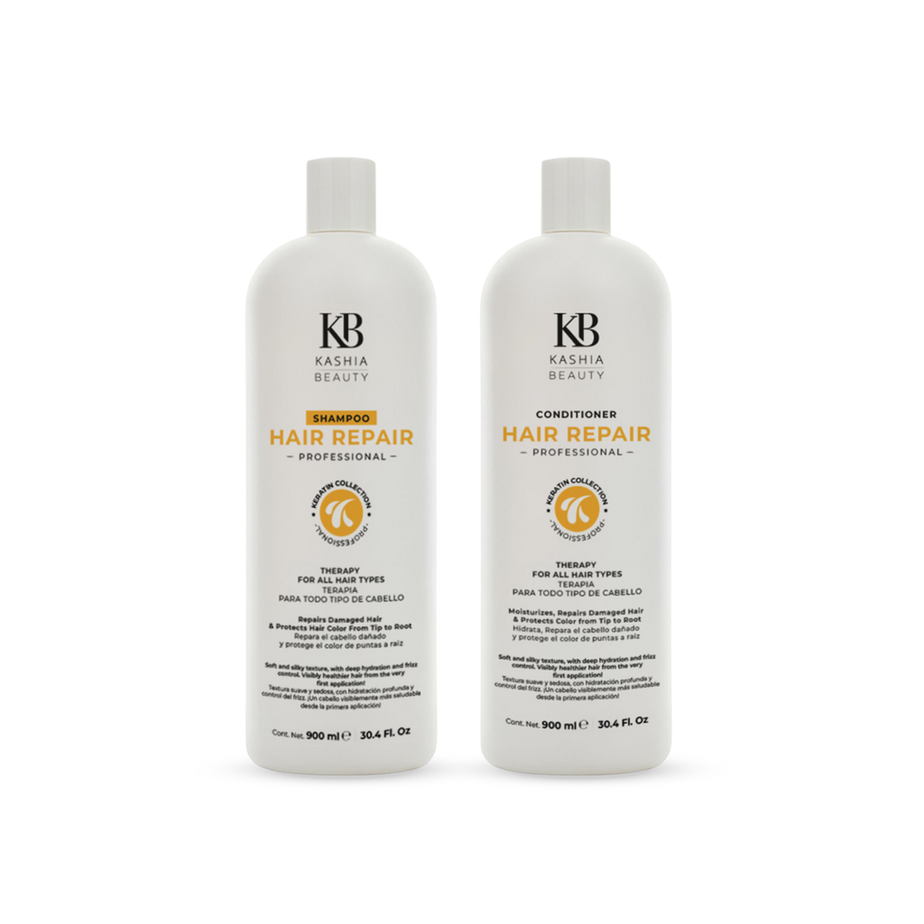 Champú y acondicionador reparador capilar con queratina de Kashia Beauty